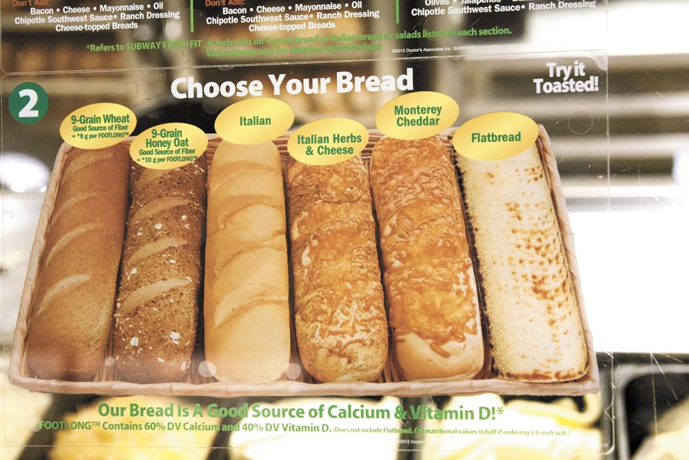 Image of types of Subway bread