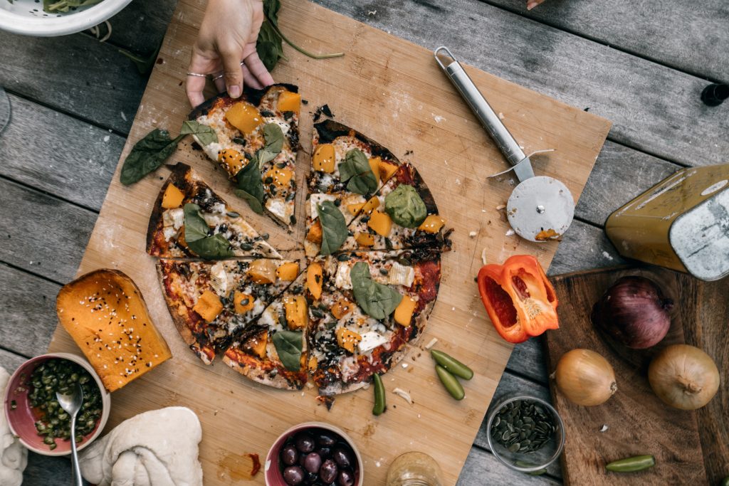 Vegetable Pizza on a Wooden Surface